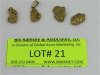 3 Placer Gold Nuggets (found In Place Likely Panne