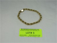 14k Gold 9.5 Inches Rope Chain Bracelet 14 grams