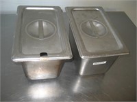 Lot of 2 Stainless Food Containers With Lids