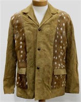 Old West Style Fur Trimmed Leather Suede Jacket