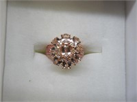 18k rose plated gemstone ring - sz 6