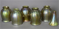 Six L. C. Tiffany Gold Iridescent Lamp Shades