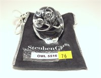Steuben Owl No. 5516, with bag, signed