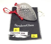 Steuben Pinecone ornament with bag