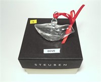 Steuben Dove ornament with bag and box