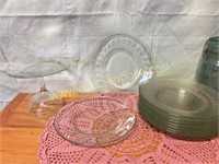Set of 10 etched glass snack plates mini cakestand