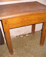 Small Vtg Wooden Table with Metal Tag #11811