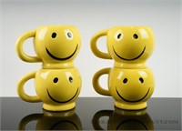 Set of 4 Smiley Face Mugs