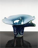 Blue Abstract Art Glass Bowl