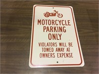 MOTORCYCLE PARKING ONLY SIGN METAL