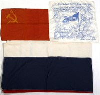 WWII FLAGS AND BANNERS LOT OF 3