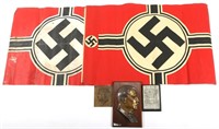 WWII GERMAN PLAQUE AND CANVAS BANNER LOT