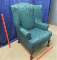 green wingback chairs (ball-in-claw feet)