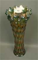 Millersburg Green Hobnail Swirl Swung Vase.
