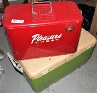 Vintage Pleasure Chest Cooler and Igloo Cooler