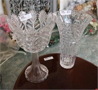2 Large Glass Vases, approximately 14.5" Tall