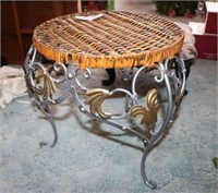 Metal Base Plant Stand with Woven Top