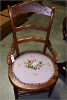 Antique needlepoint side chair