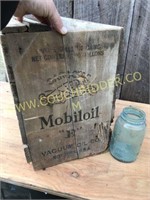 Antique Mobil Oil shipping crate for repurpose