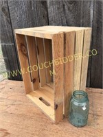 Slatted wooden crate w/ cut-out handles