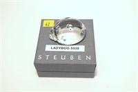 Steuben Ladybug No. 5538, with bag and box, signed