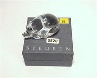 Steuben Pig No. 5522, with box and bag, signed