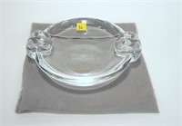 7.25" Steuben ashtray with crimped handles,
