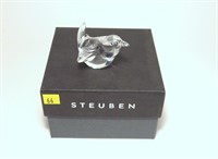 Steuben Bird No. 8112, with bag and box, signed