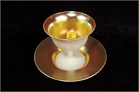 Gold aurene/calcite sherbet goblet with under