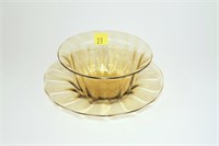 4.25" Amber bowl and under plate, No. 2362,