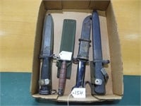 Lot of 4 Military Knives with Sheaths