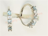 Sterling Silver Blue Topaz Hoop Style Earrings