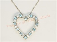Sterling Silver Blue Topaz Heart Shape Necklace