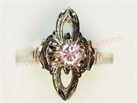 Sterling Silver Pink Cubic Zirconia Ring
