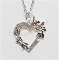 Sterling Silver Heart Shaped Pendant Necklace