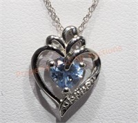 Sterling Silver Aquamarine Pendant Necklace