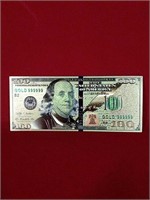 Gold Foil $100 Ben Franklin Replica