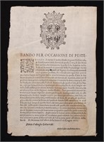 [Plague in Italy]  Broadside, 1611