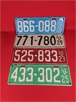 Four 1920's Illinois License Plates