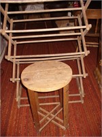 Vtg Wooden Stool & Drying Rack