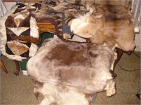 Vtg Raccoon, Whitetail, Caribou? & Patchwork Pelts