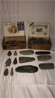 2 Boxes of Arrowheads and Stone Tools