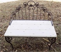 Furniture - Wrought Iron Bench with wooden seat
