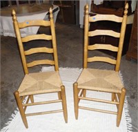 Furniture - Wooden chairs(2) w /woven seats