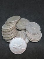 Lot of 21 Canada Quarters 80% Silver