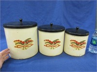 mid-century 3pc tin canister set with lids