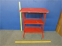antique red metal utility cart