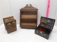 Jewelry Box and Wooden Display Shelf