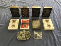 Jim Beam decks of cads & belt buckle