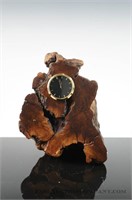 Mcm sculptural wood table clock